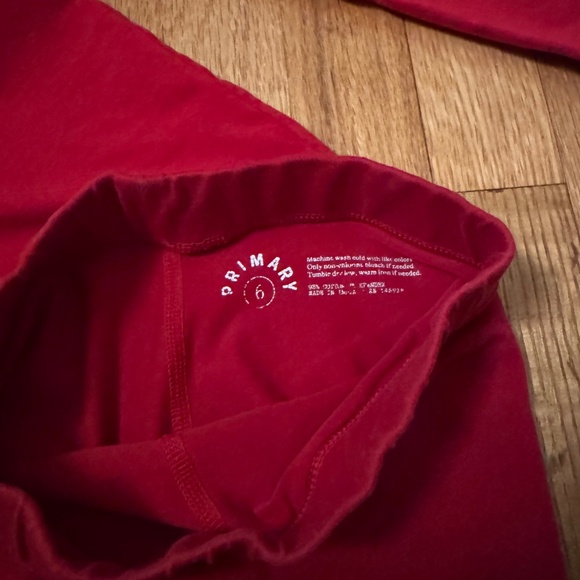 Primary Red Long-Sleeve Tee and Leggings, kids 6/7 top and 6 pants, Cherry, EUC - Picture 5 of 9